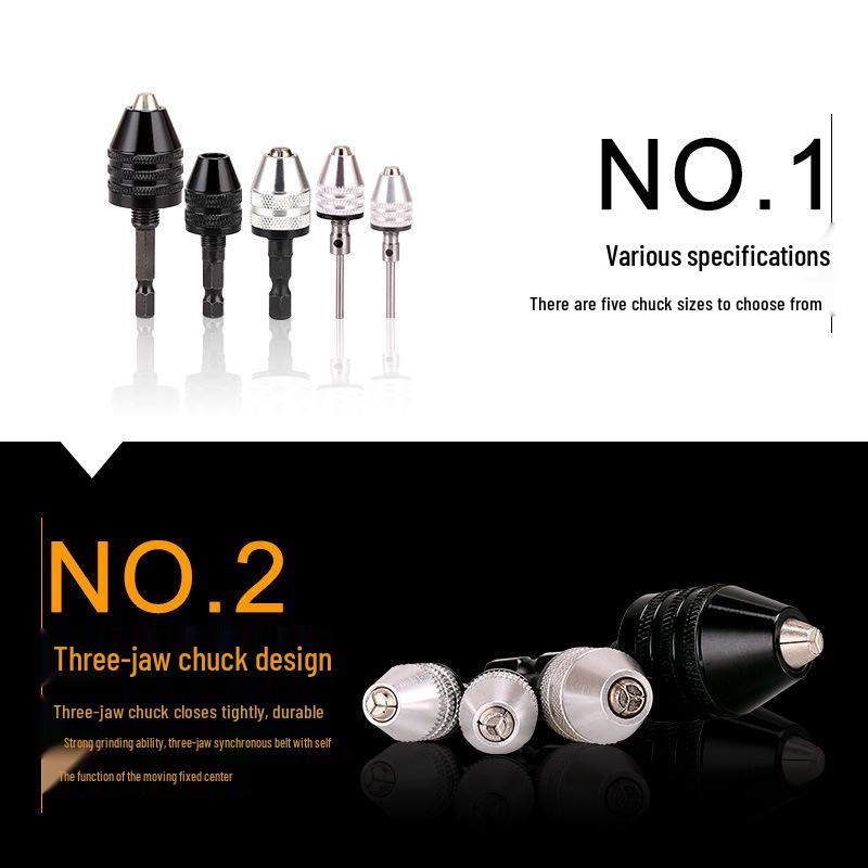 Hex Shank Drill Bit with Three-Jaw Chuck & Round Shank Extension for Electric Drill Grinder.