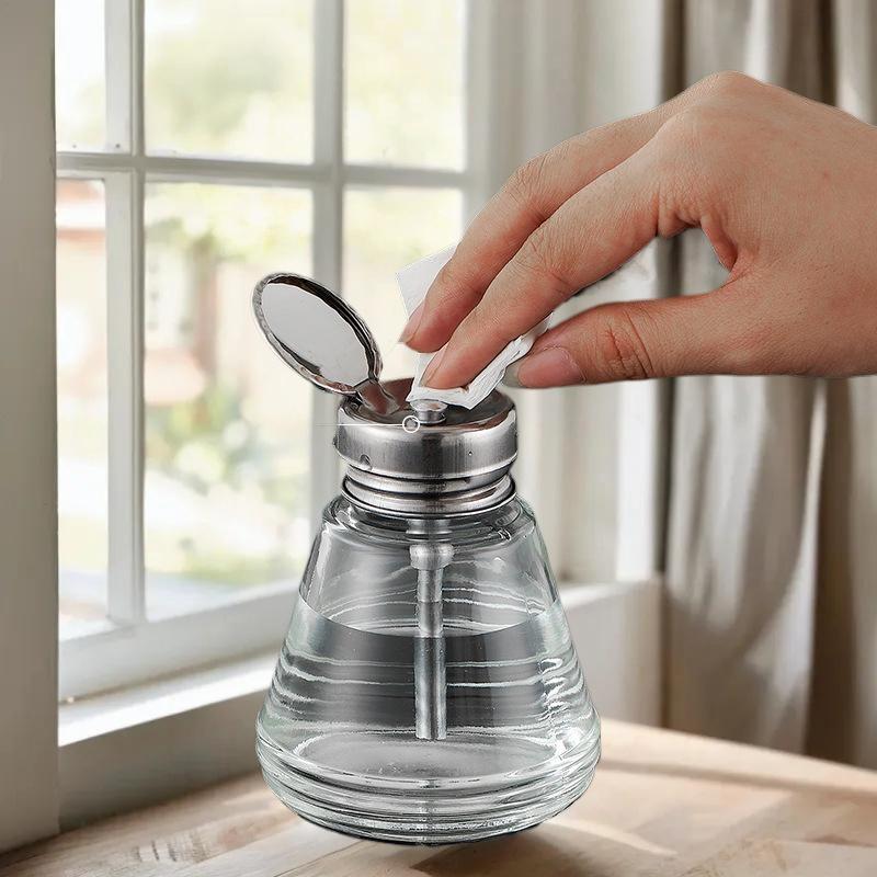 Wiederbefüllbare Glas-Nagellagerflasche – Leerer Pumpspender für Nagellackentferner, Flüssigreiniger und Maniküre