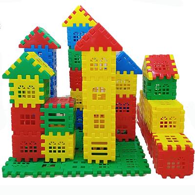 Děti Staví Domy Plastové Stavebnice Skládací Hračky Puzzle Velké Částice Bloky Model Stěny a Okna TMZ