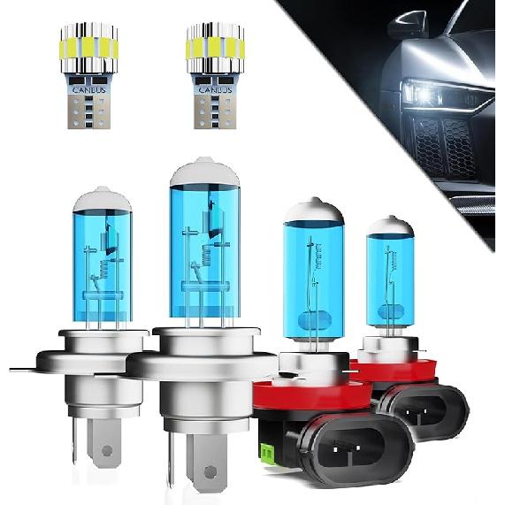 Headlights Fit For Toyota Highlander 2014-2019 Halogen Headlight Bulbs,9005/HB3/H10 High Beam+ H11/H8/H9 Low Beam+ h11 Fog Light Combo,Plug And