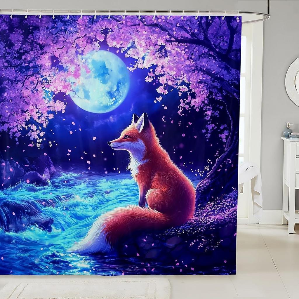 Yin Yang Dragon Bathroom Decor,Pink Cherry Blossom Shower Curtain Set For Boys Girls Kids,Oriental Japanese Style Bathroom Set