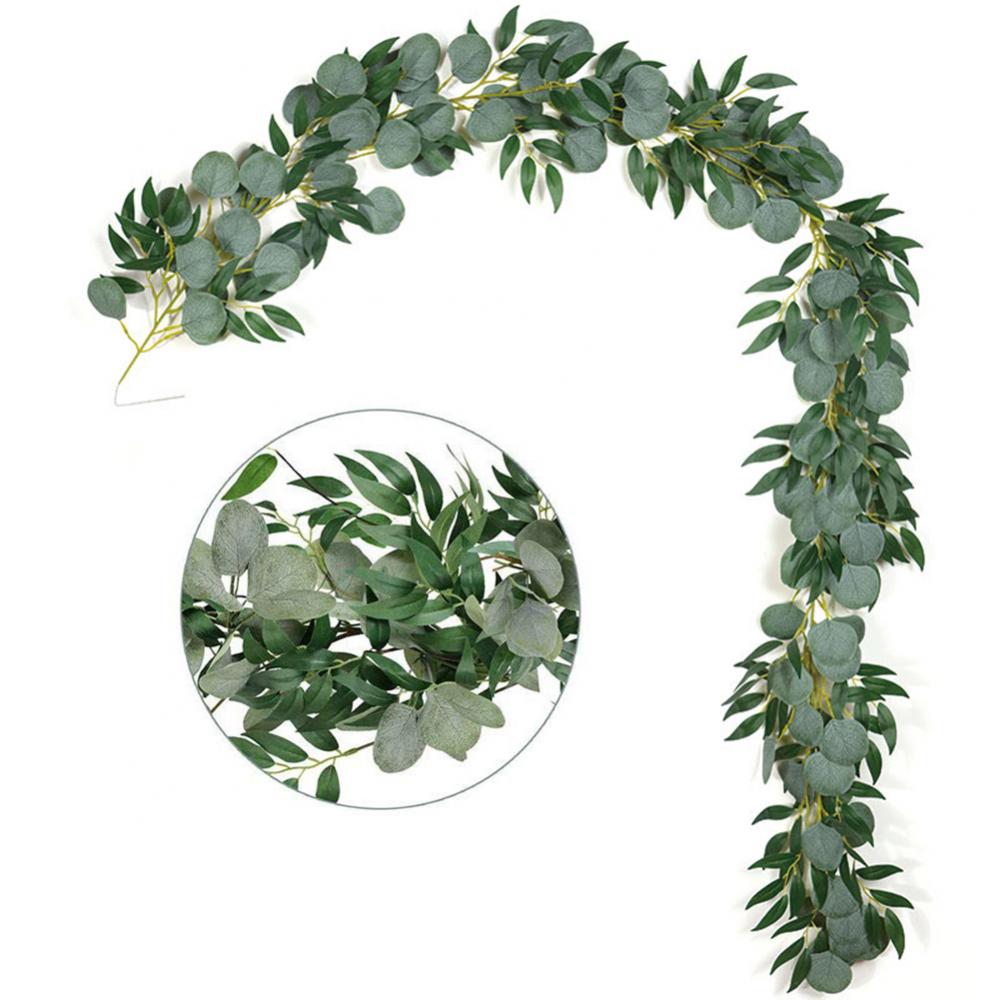 Artificial Eucalyptus Garland and Willow Vine Branches Leaf Garland String Door Green Garland Indoor and Outdoor