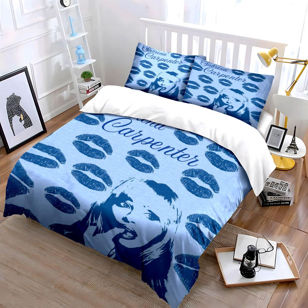 Blue Lips and Portrait Bedding Bedding Duvet Cover Set Duvet Cover Pillowcases (1*Duvet Cover 2*Pillowcases, without duvet insert)