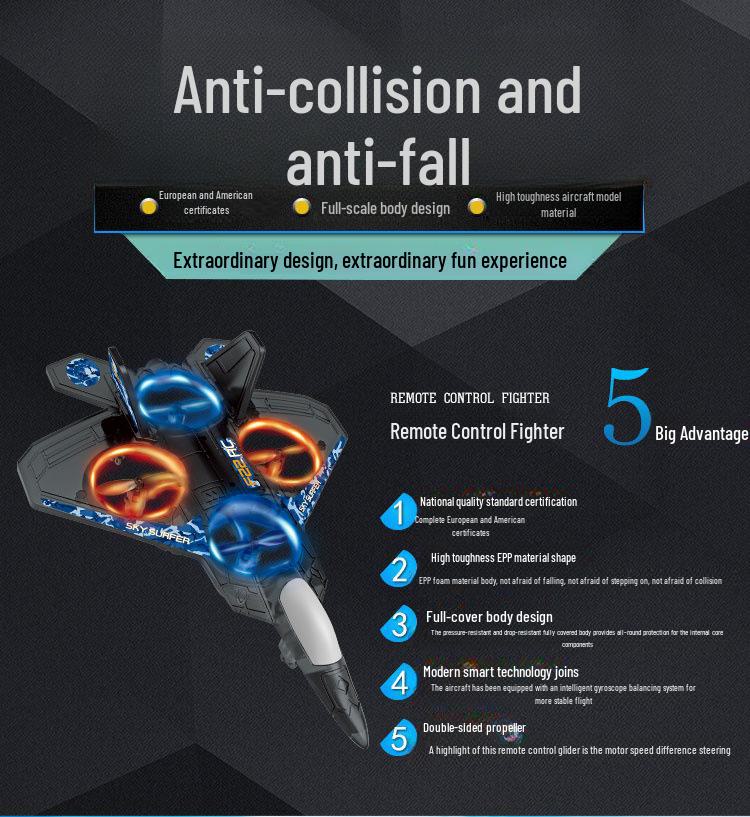 6-Channel Fixed-Wing Drone Glider Toy with Four Sleeves and Altitude Hold