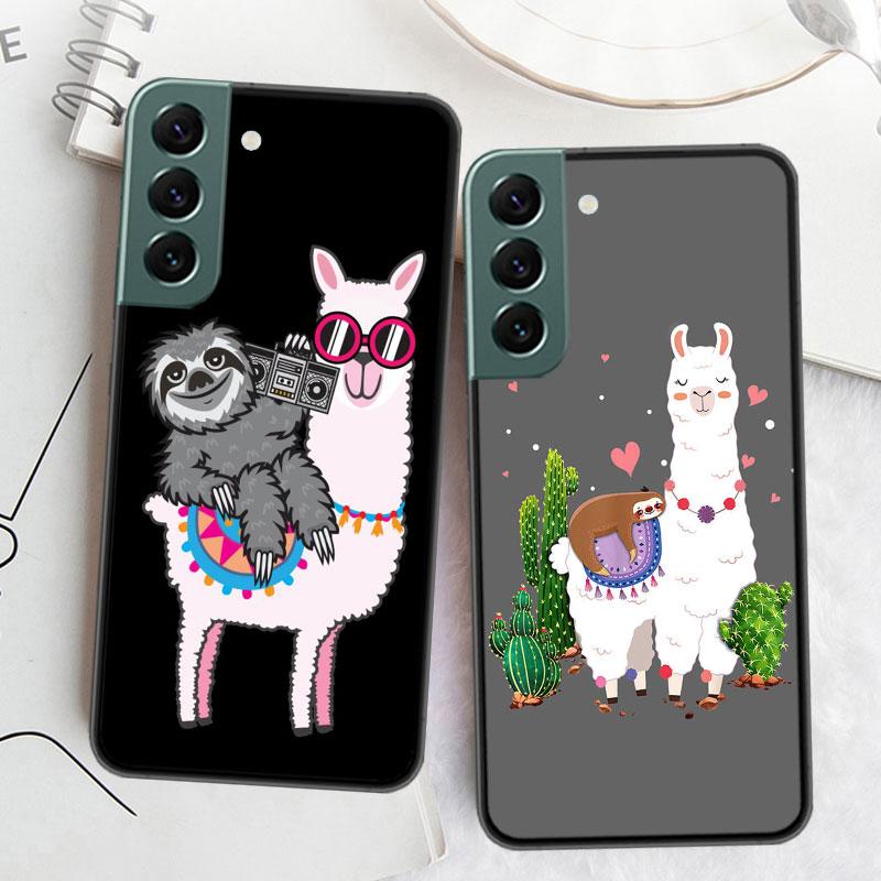 Cute Cartoon Llama Phone Case For Samsung Galaxy A12 A22 A32 A42 A52 A72 A54 A34 A24 A14 A73 A53 A33 A23 A13 5G F52 F62 Cover Sh