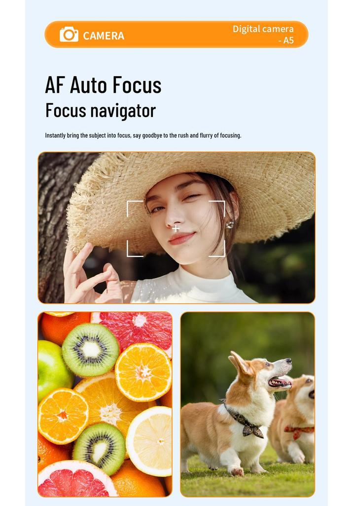CCD Digital Camera with Flip Screen and HD Selfie Mode - Cute, Portable, Entry-Level for Students and Travel