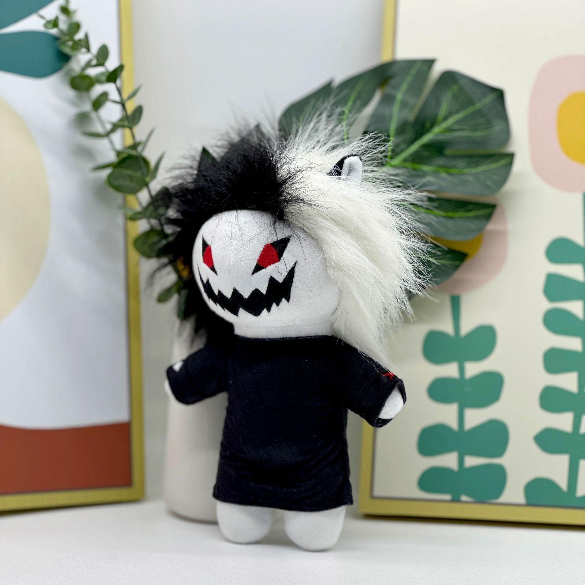 Zxc Cat Plush Ужасающая черно-белая ухмыляющаяся кошка Хэллоуин