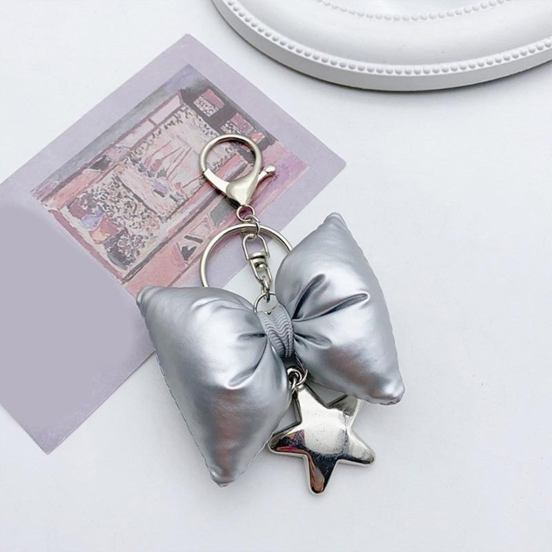 Bowknot Heart Star Charm Keychains Sweet Cute Pendant Hanging Ornament Keyring Backpack Decoration for Women Girls