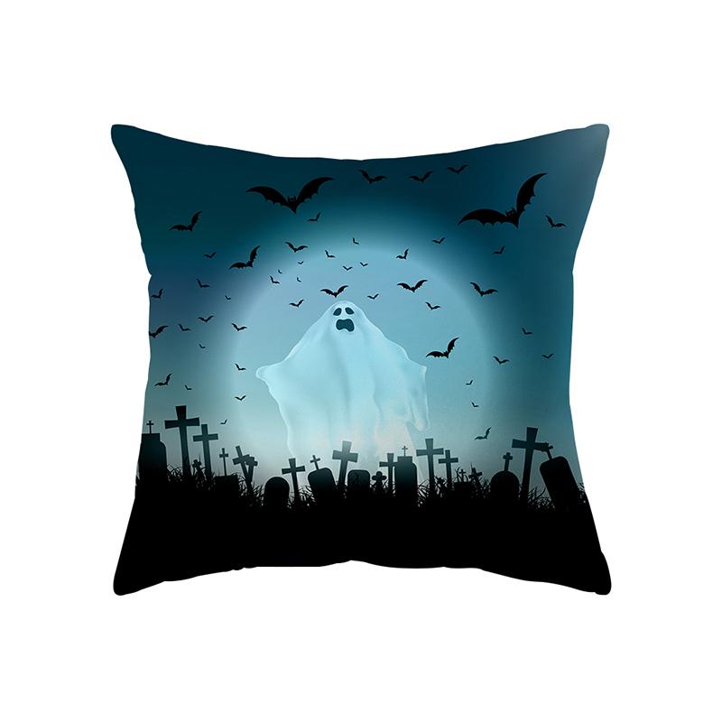 Scary Halloween Theme Pumpkin Bat Black Cat Print Pattern Cushion Cover Home Decor Sofa Decor Throw Pillow Cover