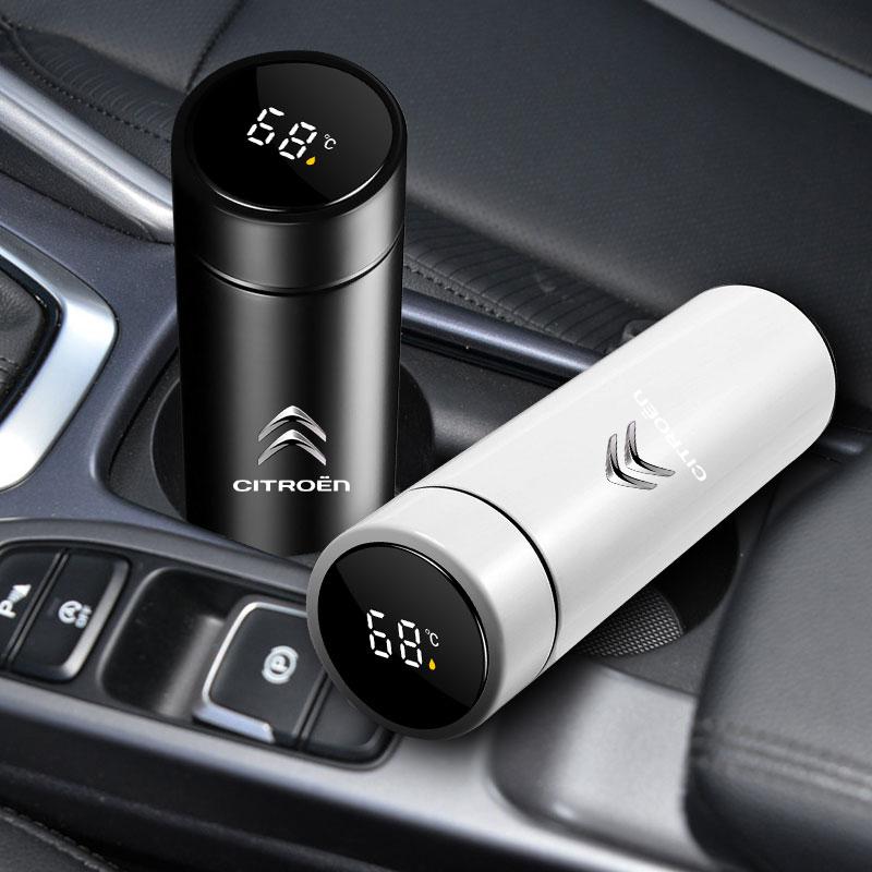 500ml Stainless Steel Car Thermos Bottle LED Intelligent Temperature Display For Citroen C1 C2 C3 C4 C5 C6 C8 C4LCar Accessories ajy256