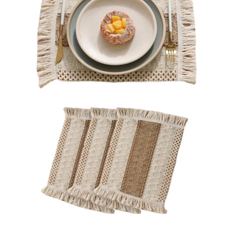 4/6pcs Boho Placemats Fall Place Mats Macrame Table Decor Rustic Linen for Table Dining Wedding Table Decor