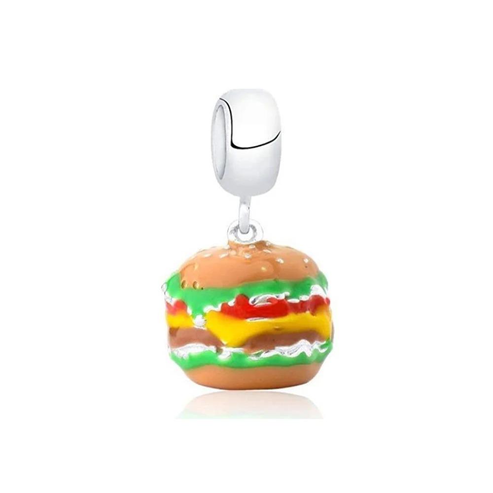 925 Silver Colorful Fruit Birthday Cake Milk Burger Chili Pendant Bead for DIY Women Bracelet Jewelry