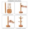 Wooden Mug Hanging Display Rack 6 Hooks Tea Cups Drainer Tabletop Drinkware Shelf  Home Decor