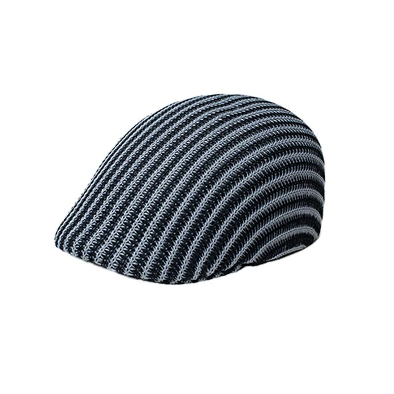 Striped Solid Color Beret Sun Hat for Summer, Simple Versatile Outdoor UV Protection Cap Wholesale