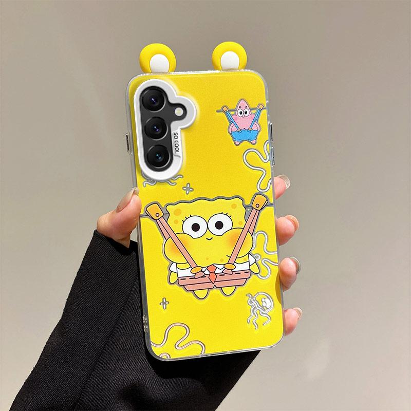 KEYSION Niedliche Cartoon-Hülle mit Ohren für Samsung A56 5G A36 mit Lanyard Weiches Silikon+PC Stoßfeste Handy-Rückseite für Galaxy A16 4G 5G