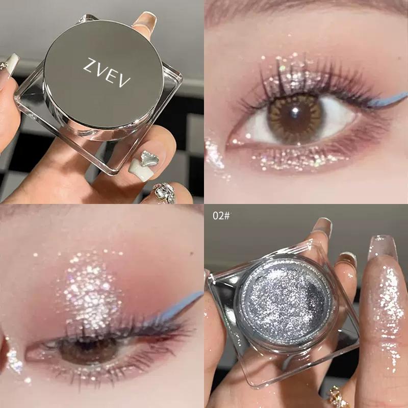 

Glitter Punk Smoky Black Eyeshadow Gel Makeup Palette Metallic Dark Silver Wet Eyes Shadow Highlighter Pearl Pigments Cosmetics 02