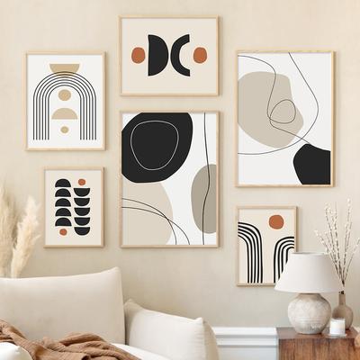Boho Geometric Line Black Beige Posters Abstract Wall Art Canvas Painting Print Picture for Living Room Interior Home Decoration