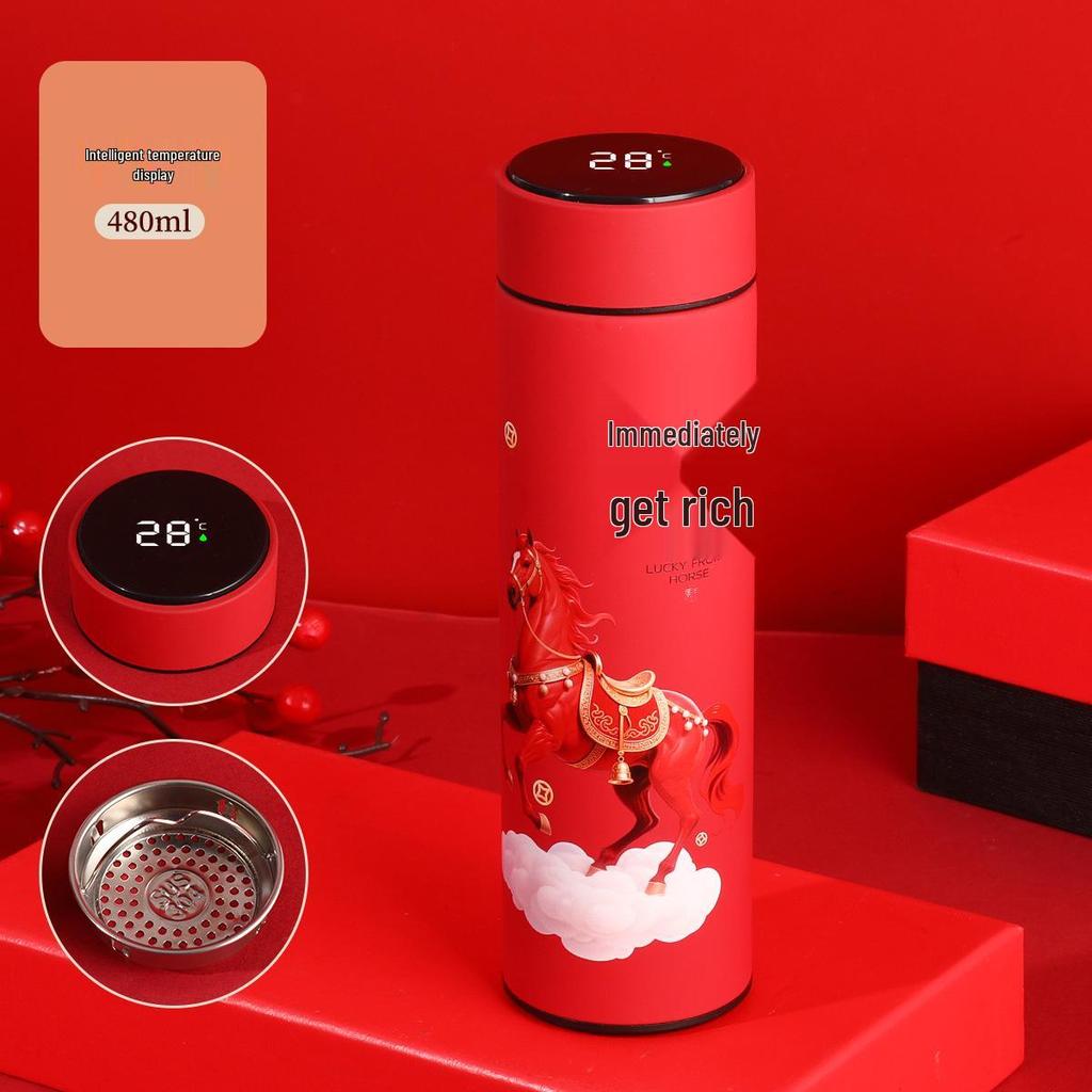 Termos Guochao Smart: Kubek ze stali nierdzewnej do wyświetlania temperatury - elegancki prezent biznesowy w stylu chińskim z niestandardowym logo