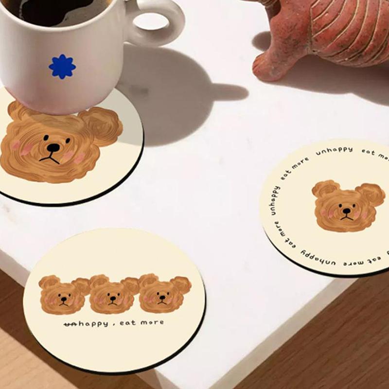 1pcs Bear Coasters Creative Ceramic Heat Insulation Mats Simple Household Absorbent Anti-scald Pot Mat Kitchen Home Accessories