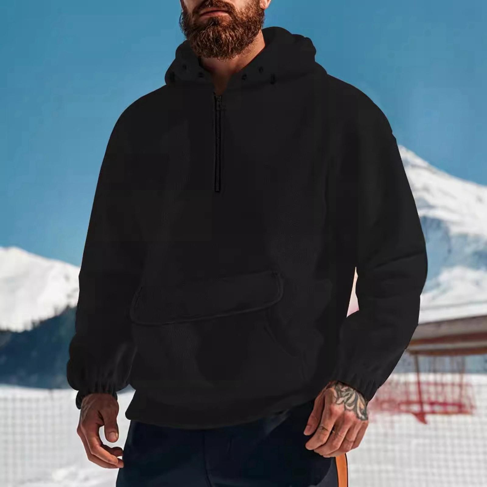 

Мужская однотонная повседневная толстовка с капюшоном, длинный рукав, пуловер, толстовка M чёрный