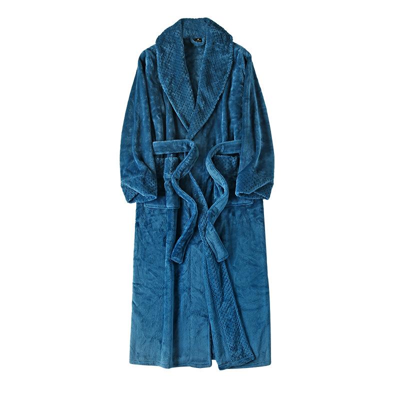 Men's Winter Shawl Collar Plush Fleece Bathrobe Soft Warm Long Sleeve Robe with Pockets Spa Robes for Men Comfortable Fluffy Homewear Sleepwear