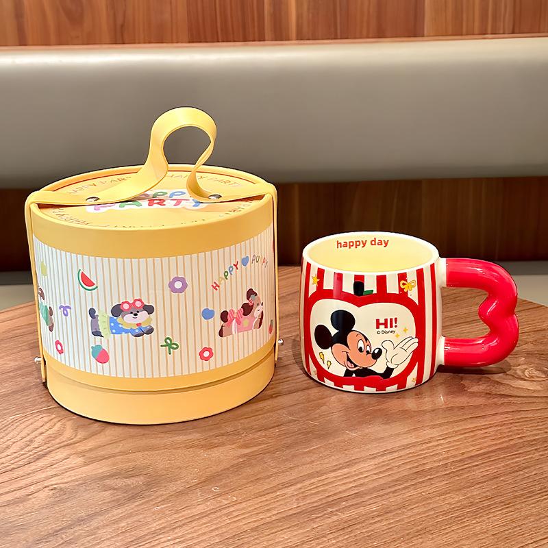 Vysoce hodnotný roztomilý hrnek s Medvídkem Pú pro pár, keramický pohár na vodu, dětský hrnek na mléko a kávu, dárek k narozeninám, dárková krabička