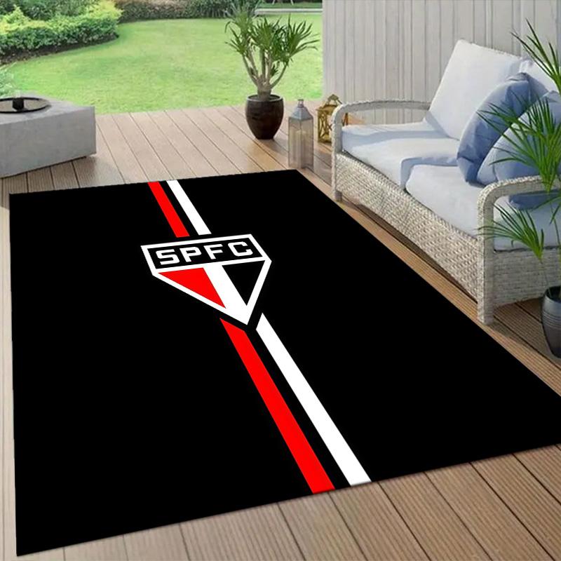 Sao Paulo FC2 Flannel Pattern Square Carpet,Area Rug,Carpet Rug for Living Room Bedroom Sofa Playroom Decor,Non-slip Floor Mat