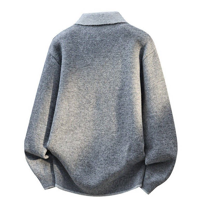 Dongjie No Logo Flus Autumn Fashion Lapel Sweater Jacket Men's Knitwear Solid Color Base Layer Shirt