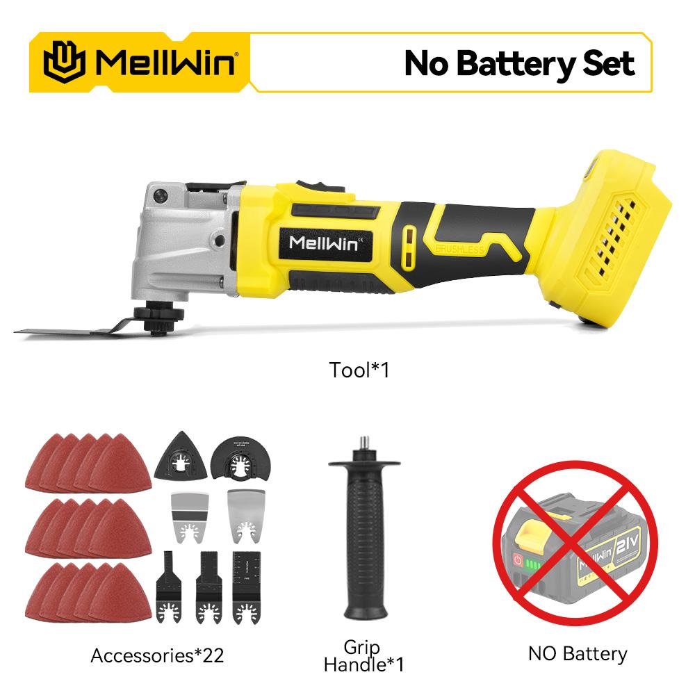 MELLWIN Børsteløs oscillerende multifunksjonsverktøy Renovator Elektrisk sag Trimmer Klippe trebearbeidingsmaskin For 21V 18V Batteri