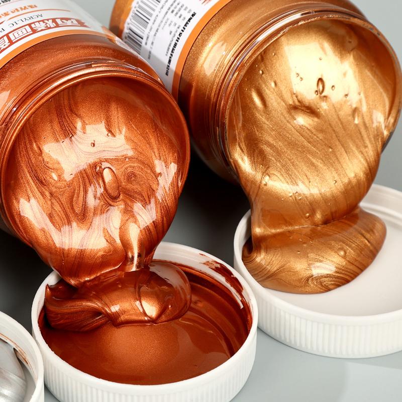 300ml Tinta Acrílica Dourada Metálica Perolada Pintada à Mão DIY Pintura de Parede Pigmento à Prova d'Água, Prova de Sol e Não Desbota