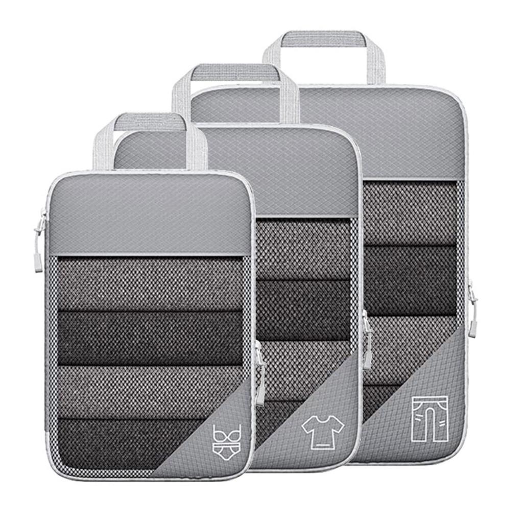 3/6PCS Portable Lightweight Suitcase Pouch Compressed Packing Cubes Travel Storage Bag Set With Shoe Bag Mesh Visual