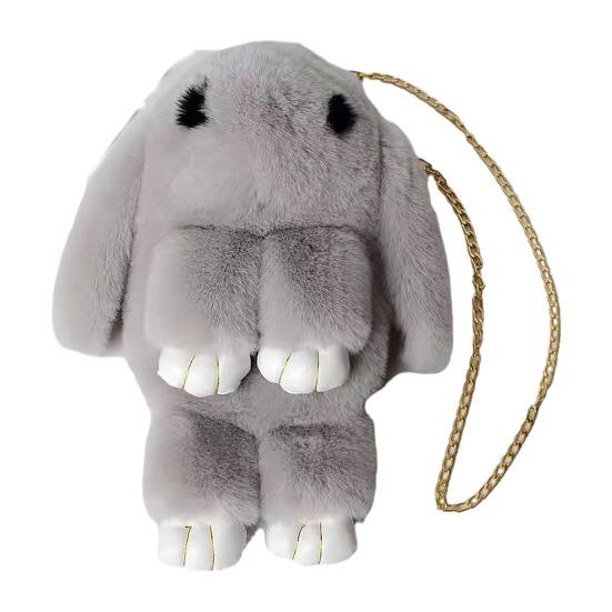 Plush Cartoon Rabbit Shaped Crossbody Bag Soft Faux Fur Rabbit Shoulder Bag Fluffy Cute Bunny Sling Bag for Women Girls