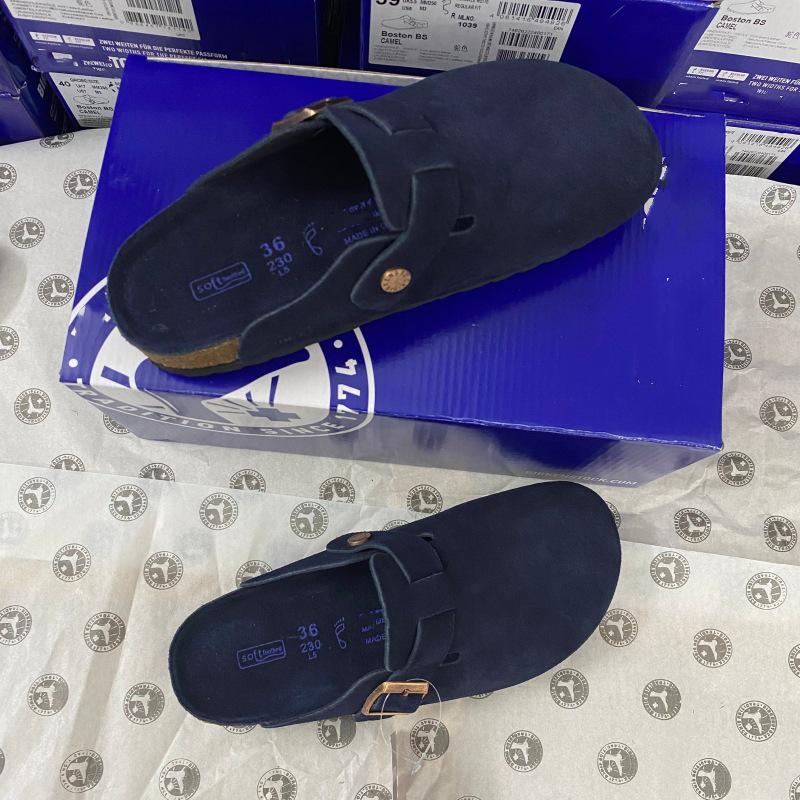 Mules Birkenstock Rétro Fermées BK en Cuir Véritable Unisexe avec Semelle en Liège – Confortables et Polyvalentes.