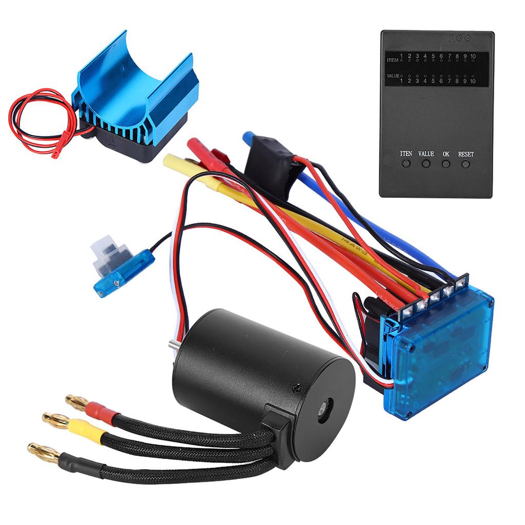 3650 Motor 4300KvBrushless ESC Heat Sink Program Card Set for 1 10 RC Car