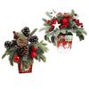 Desktop Christmas Tree Mini Artificial Pine Cones Red Berry Decor Festive Pot Display for Home And Party Scenes