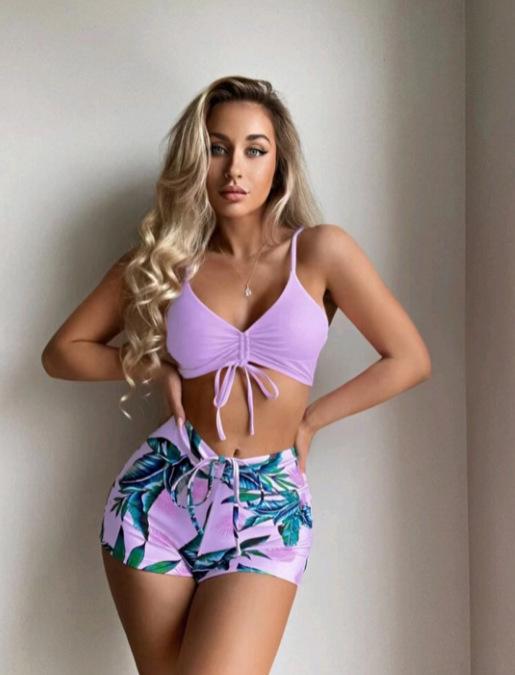 

Разделенный бикини из двух частей, купальник бикини больших размеров для женщин XL фиолетовый