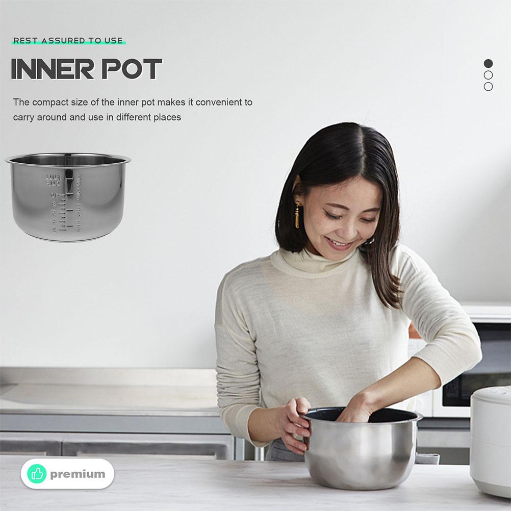 304 Stainless Steel Electric Rice Cooker Inner Pot Thickened Non Stick Universal Replacement Accessory with Scale for