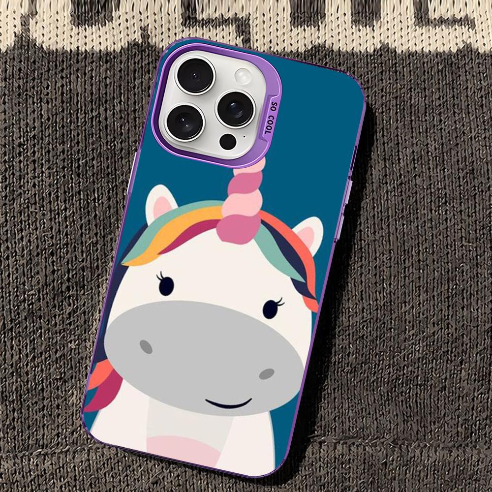 Unicorn cartoon Phone Case For iPhone 16 15 14 13 12 11 Pro Max X XR XSMAX 8 7 Plus Matte Shockproof Back Cover