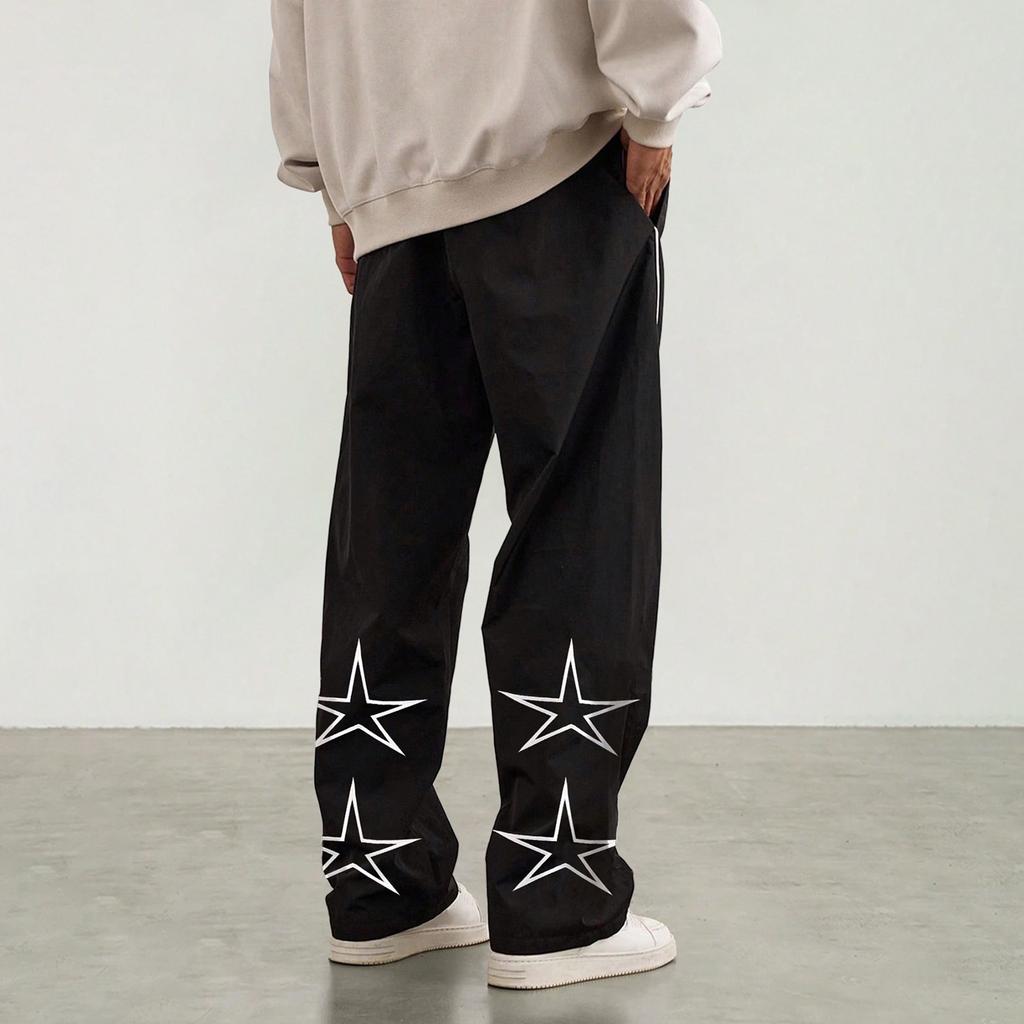 Men's Retro Embroidered Straight Trousers Men's Casual Fashion Trousers