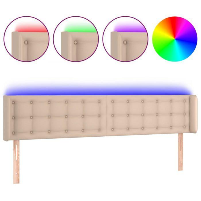VidaXL Tête de Lit à LED Meuble de Chambre à Coucher Accessoire de Lit Double Tête de Cadre de Lit Intérieur Cappuccino 3123337