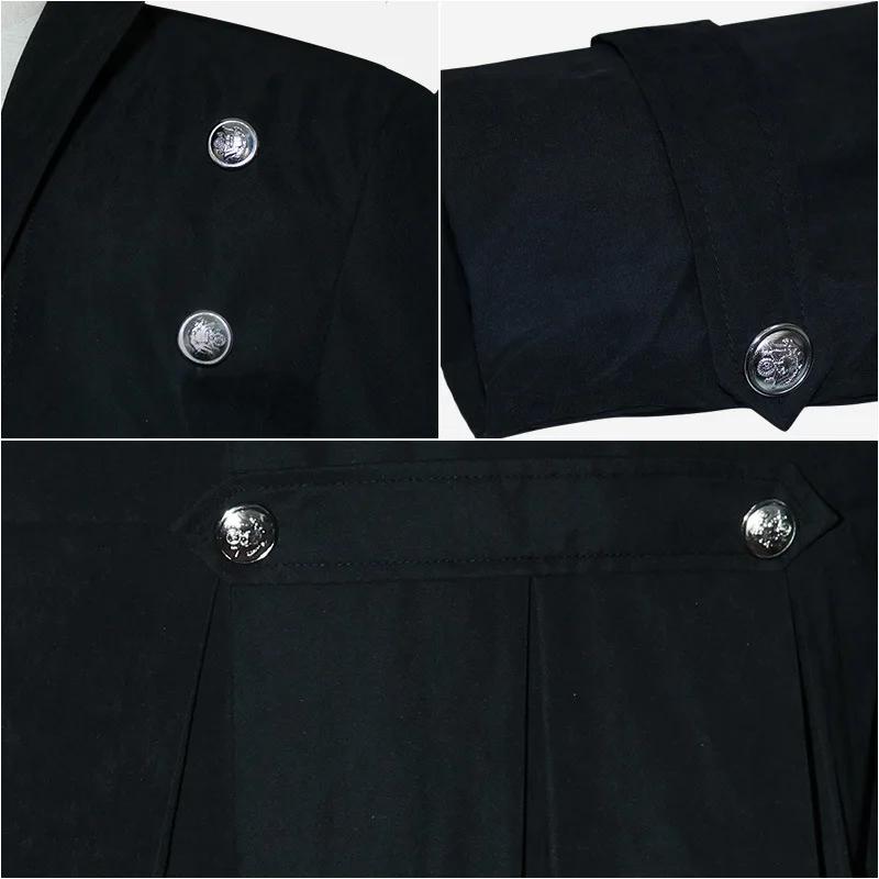 Gabardina Gótica para Hombre Medieval Steampunk Retro Abrigo de Doble Botonadura Adorno Liso Solapa de Hombre Chaquetas Largas Vintage