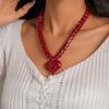 Round Bead Acrylic Love Heart Necklace Acrylic Sweater Chain Women Clavicle Necklace  Beach