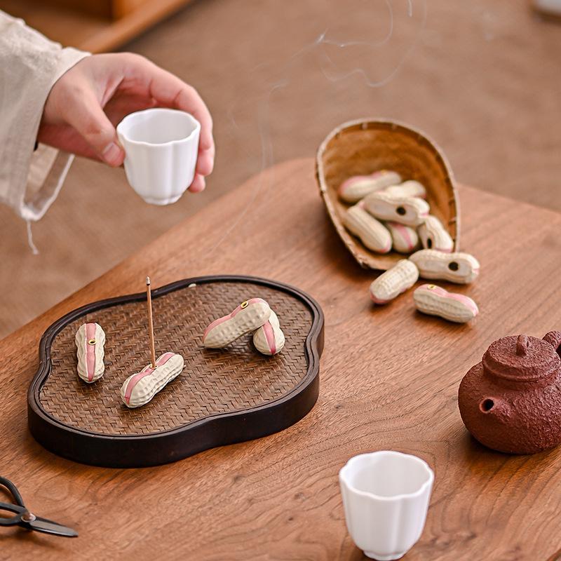 Creative Ceramic Peanut Incense Holder for Home and Office