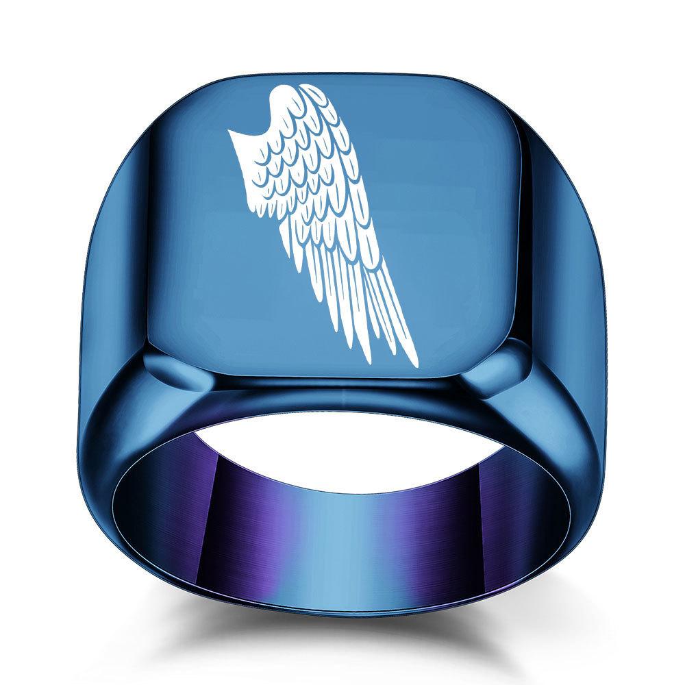 Wish Hot Sale European and American Personality 14MM Stainless Steel Wings Ring Freedom Wings Titanium Steel Trend Ring