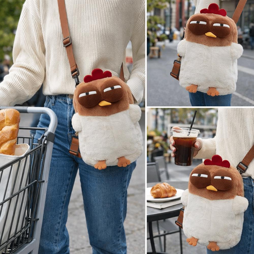 Fur Chicken Plush Chicken Single-shoulder Bag Cartoon Chick Durable Material Chicken Shoulder Bag Novelty Kawaii Design