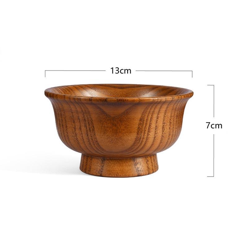 Natural Wood Bowl Sauce Salads Salad Ramen Bowl,Anti Edge High Foot Milk Tea Wooden Bowl Restaurant Creative Anti Scald Bowl
