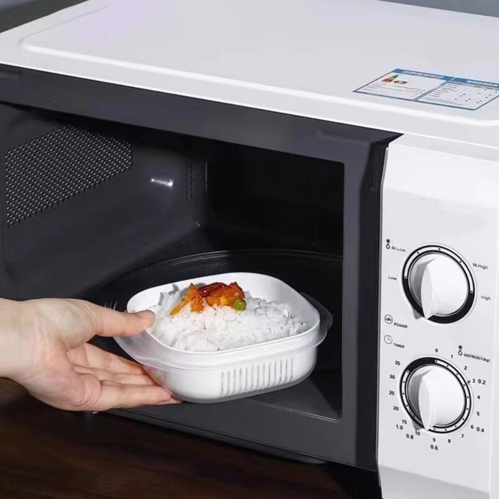 6Pcs Multipurpose Double Layer Food Storage Containers White Clear Rice Crisper BPA-Free Stackable Rices Freshing Box Meal Prep