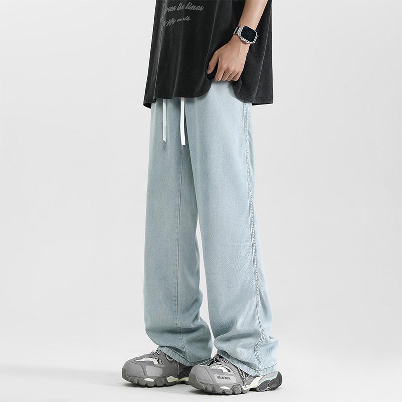 

Мужские джинсы летние тонкие шелковые брюки ретро моющиеся старые синие прямые брюки повседневные брюки 3XL