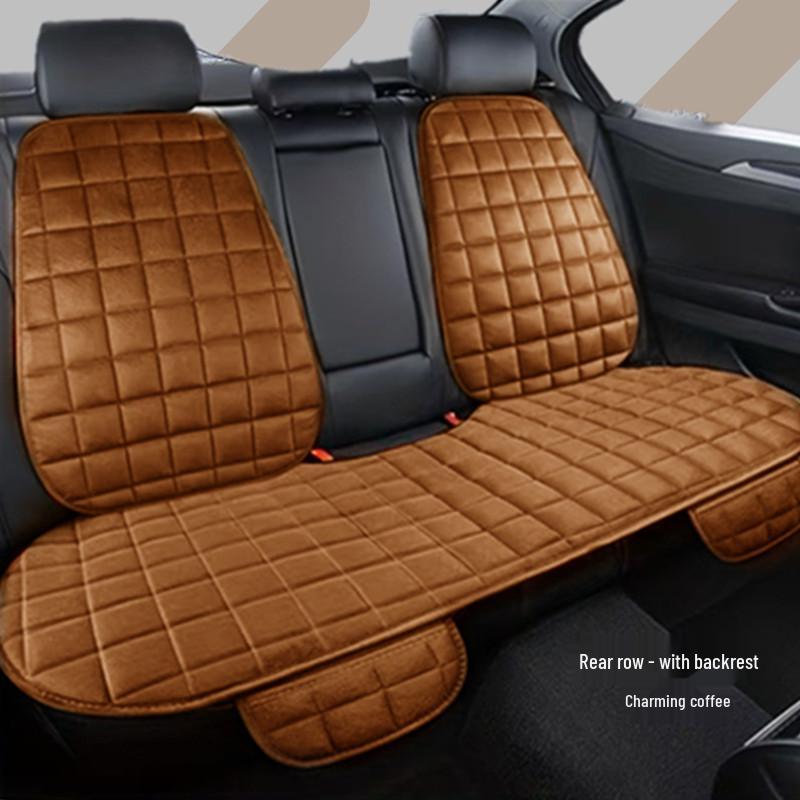 Universal Non-Slip Crystal Velvet Car Seat Cushion with Backrest for All Seasons