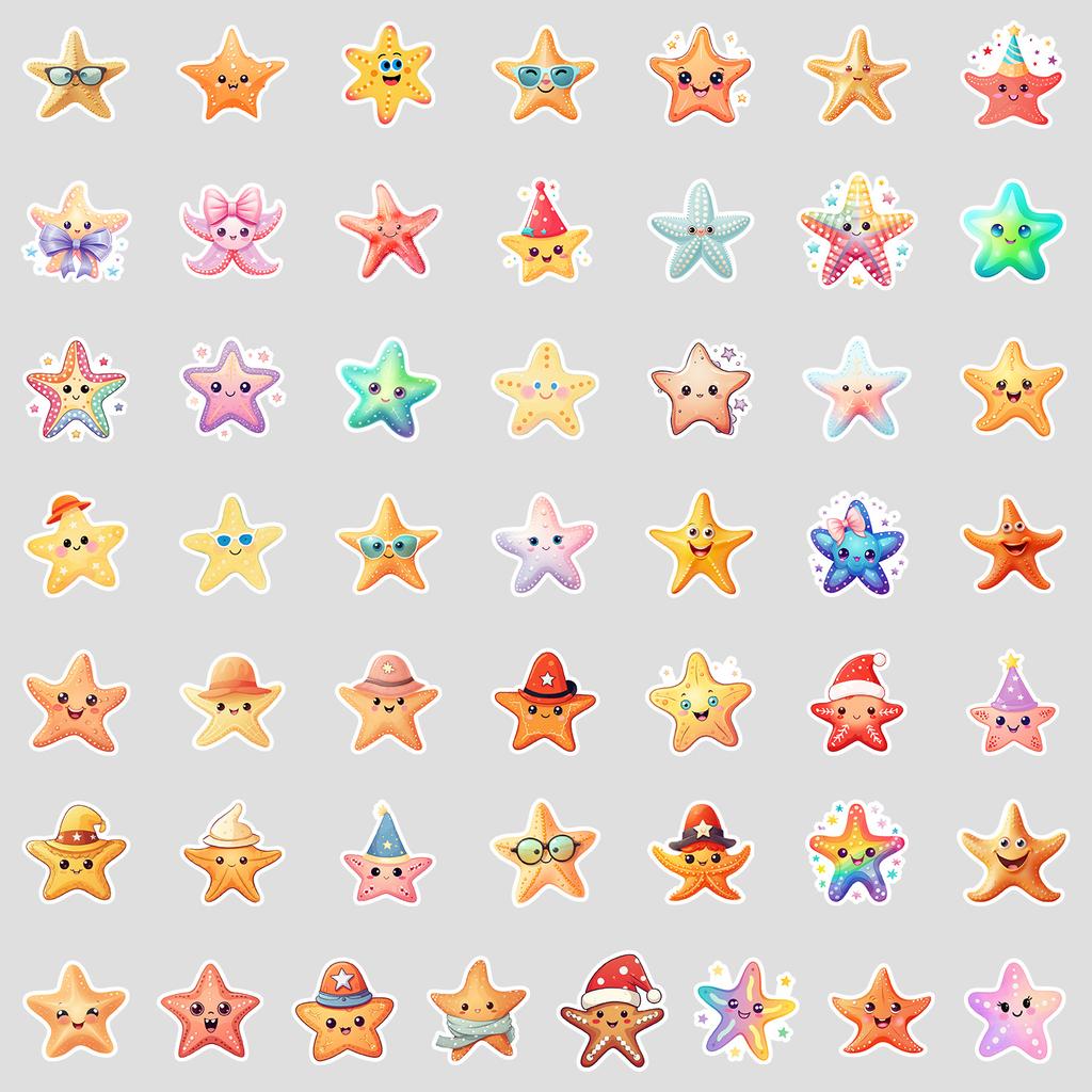 50 Colored Stars Graffiti Stickers Mobile Phone Computer Waterproof Decorative Stickers Creative DIY Stationery Stickers